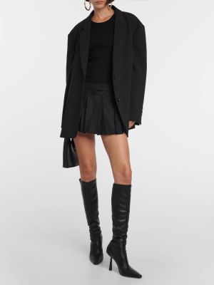 Плиссированная шерстяная юбка мини Aya Muse черная