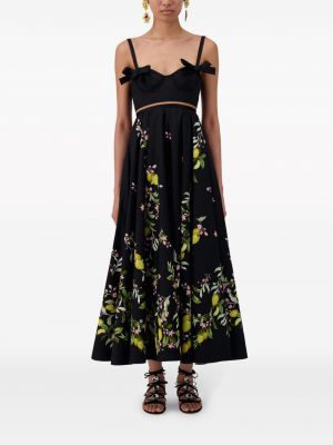 Květinové midi šaty s potiskem Giambattista Valli černé