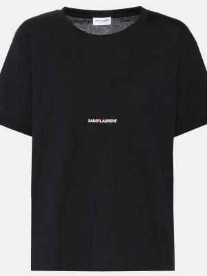 Хлопковая футболка с логотипом SAINT LAURENT черный