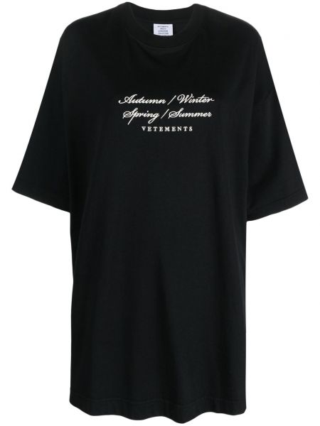 Bavlněné tričko s potiskem Vetements černé