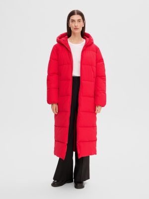 Žieminis paltas Selected Femme raudona