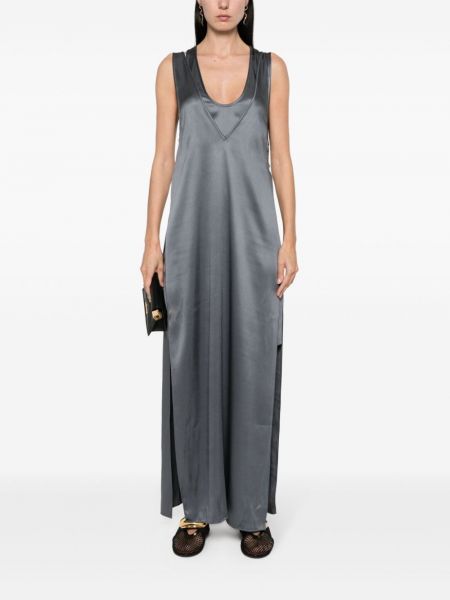 Hedvábné dlouhé šaty Giorgio Armani šedé