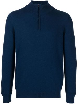 Кашмирен пуловер с цип Pringle Of Scotland синьо
