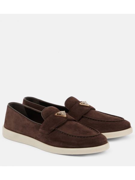 Loafers i mocka Prada brun