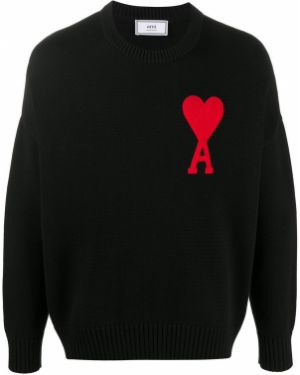 Jersey de tela jersey de cuello redondo oversized Ami Paris negro