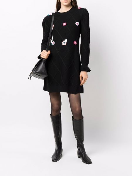 Vestido de flores de punto con apliques Boutique Moschino negro
