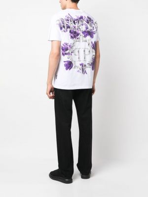 Květinové bavlněné tričko s potiskem Philipp Plein bílé