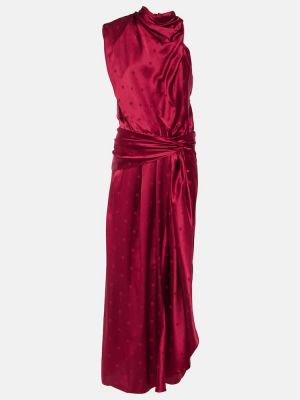 Asymetrické žakárové hedvábné midi šaty Johanna Ortiz červené