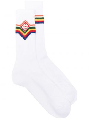Žakárové pruhované ponožky Casablanca biela