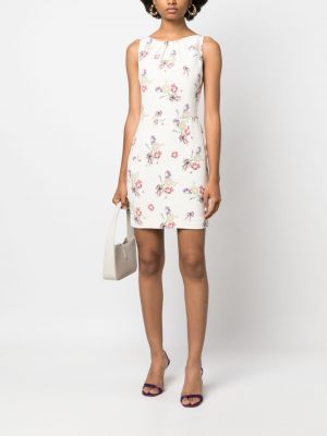 Květinové hedvábné šaty Christian Dior bílé