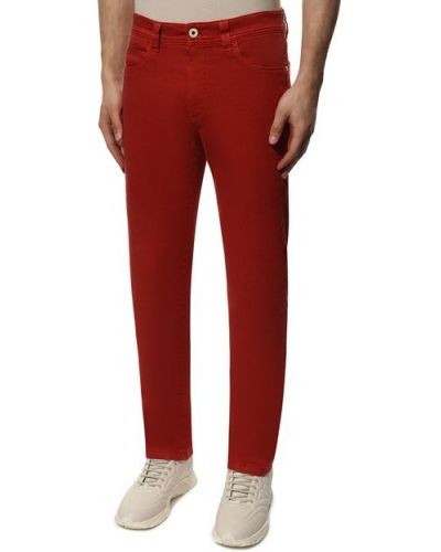 Хлопковые льняные брюки Loro Piana красные