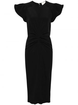 Midi obleka iz krep tkanine Isabel Marant črna