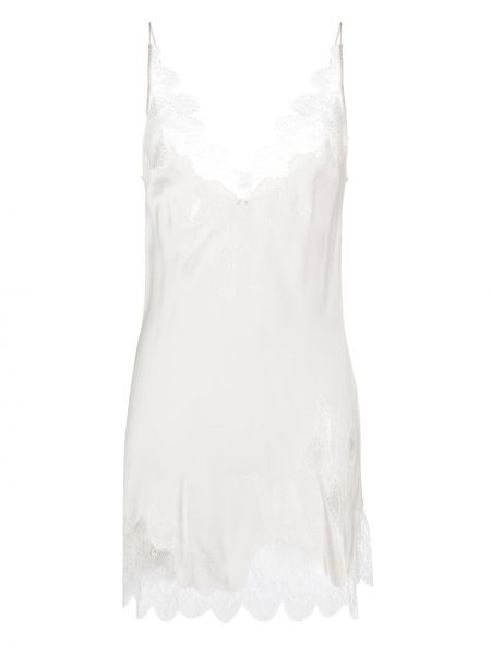 Svilena haljina s čipkom Carine Gilson bijela