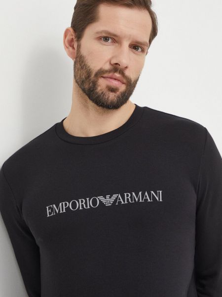 Bluza z nadrukiem z długim rękawem Emporio Armani Underwear czarna