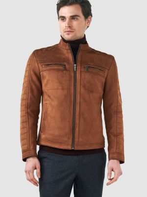 Кожаная куртка из искусственной кожи Pierre Cardin коричневая