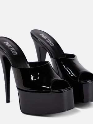 Lakované kožené sandále Paris Texas čierna