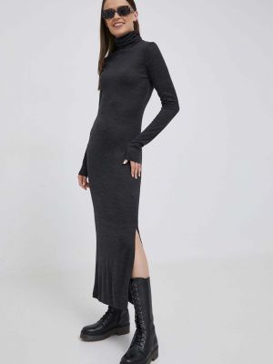 Шерстяное длинное платье Polo Ralph Lauren серое