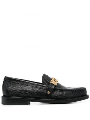 Skinn loafers Moschino svart