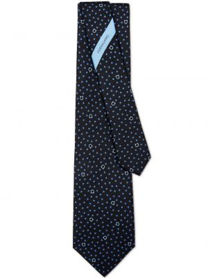 Jedwabny krawat z nadrukiem w gwiazdy Ferragamo