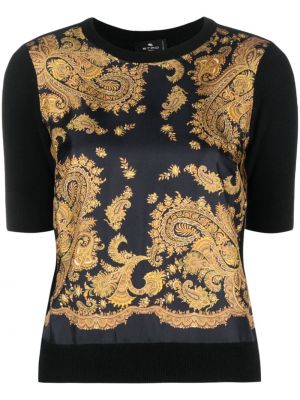 Tričko s potlačou s paisley vzorom Etro čierna