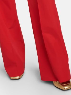 Pantaloni cu talie înaltă din bumbac cu croială lejeră Valentino roșu