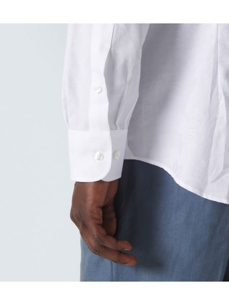 Camisa de algodón con estampado de cachemira de tejido jacquard Etro blanco