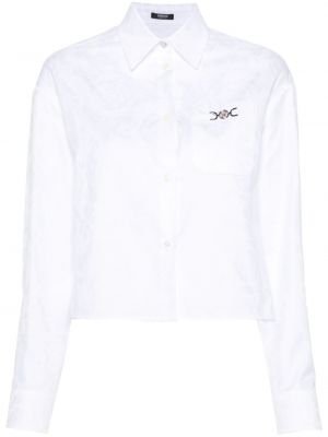 Βαμβακερό πουκάμισο ζακάρ Versace λευκό