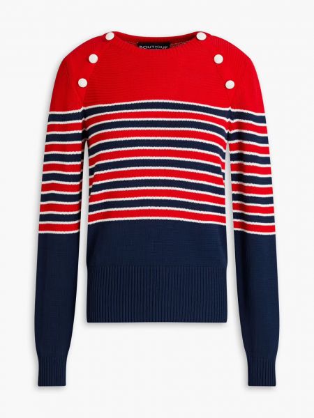 Полосатый хлопковый свитер с пуговицами Boutique Moschino красный