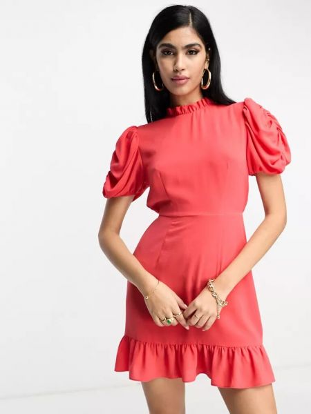 Платье с воротником с пышными рукавами Asos красное