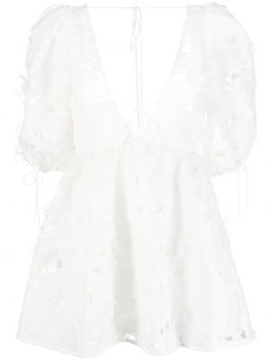 Bílé květinové šaty s výšivkou For Love & Lemons