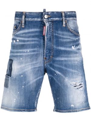 Szorty jeansowe z przetarciami Dsquared2 niebieskie