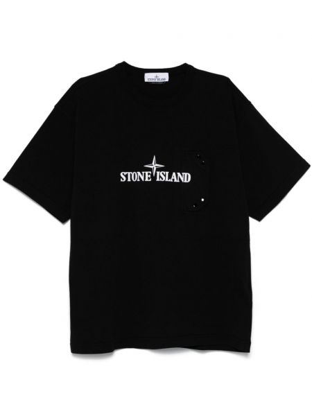 Baskılı tişört Stone Island siyah