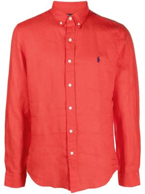 Ленена риза бродирана Polo Ralph Lauren червено