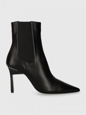 Černé kožené chelsea boots na podpatku Calvin Klein