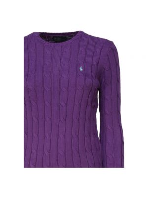 Dzianinowy sweter bawełniany Polo Ralph Lauren fioletowy