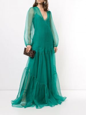 Skaidrus šilkinis vakarinė suknelė Rochas žalia