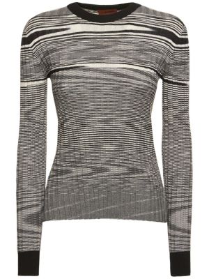 Кашмирен копринен пуловер Missoni черно