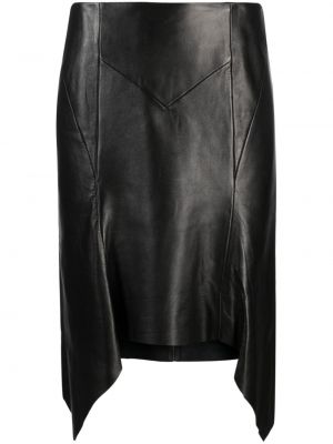 Asymetrické kožená sukně Isabel Marant černé