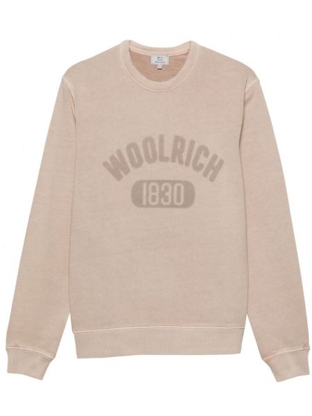 Raštuotas medvilninis džemperis Woolrich smėlinė