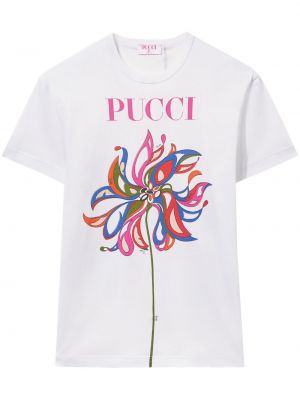 Bavlnené tričko s potlačou Pucci biela