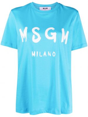 Bavlněné tričko s potiskem Msgm modré