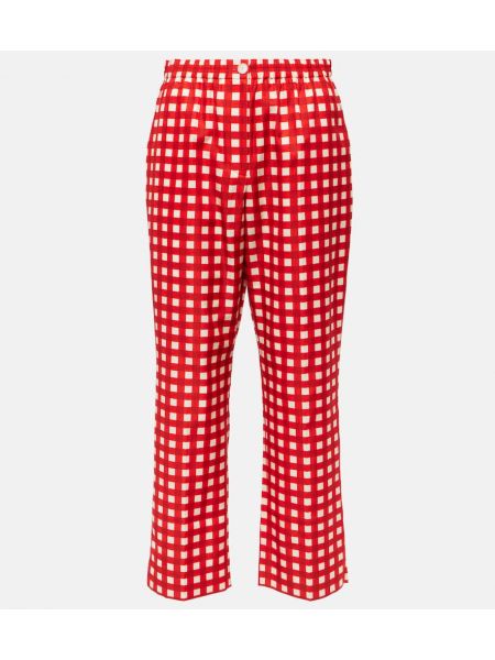 Pantalones rectos de seda de algodón Joseph rojo