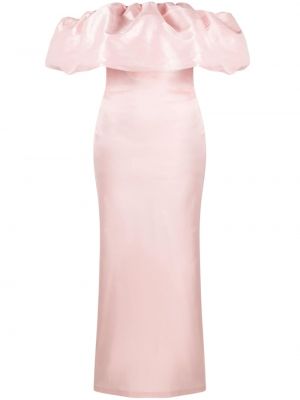 Сатенена миди рокля с волани Kika Vargas розово