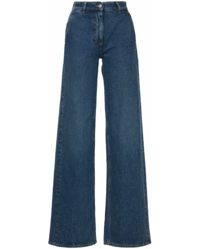 Bavlnené džínsy s rovným strihom s vysokým pásom Mm6 Maison Margiela modrá