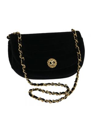 Aksamitna torba na ramię Chanel Vintage czarna