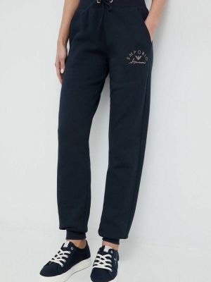 Emporio Armani Underwear pantaloni de lounge femei, culoarea albastru marin, cu imprimeu