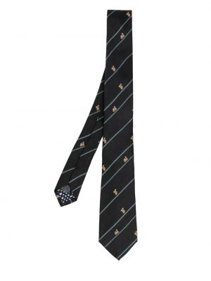 Jedwabny haftowany krawat Paul Smith niebieski