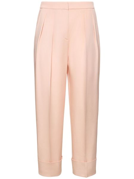 Pantaloni cu talie înaltă de mătase plisate Giorgio Armani roz