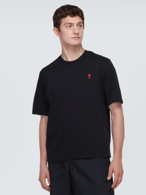 T-shirt en coton de motif coeur Ami Paris noir