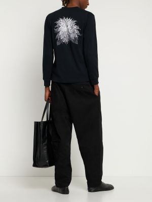 Bavlněná mikina s dlouhými rukávy Yohji Yamamoto černá